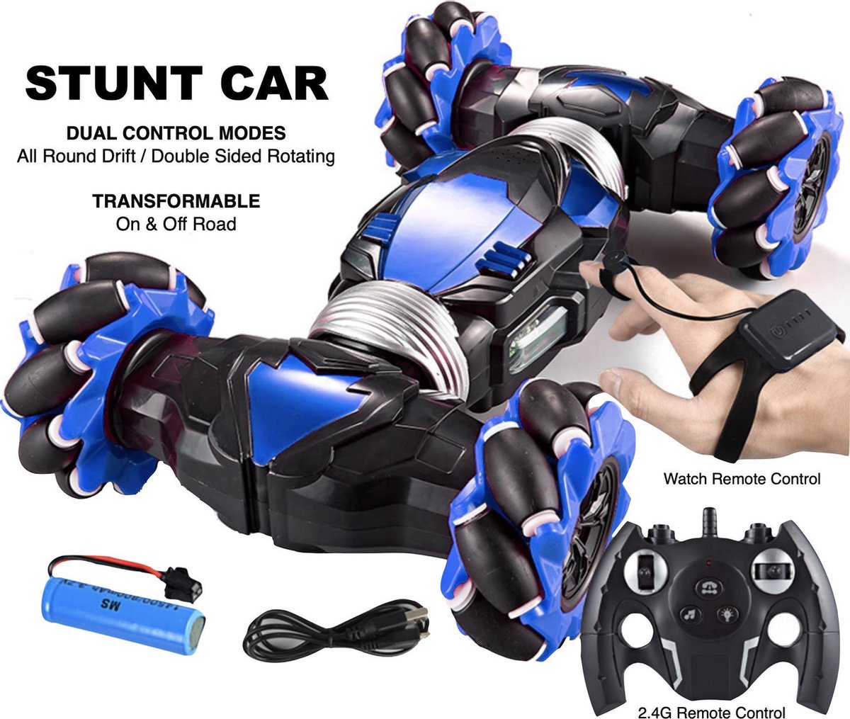 RC Stunt Car | Blauw | Hyper 4WD Twist | RC Auto Offroad | Stunt Auto | Radiografisch Bestuurbare Auto | Voor Binnen en Buiten | New Version 2021